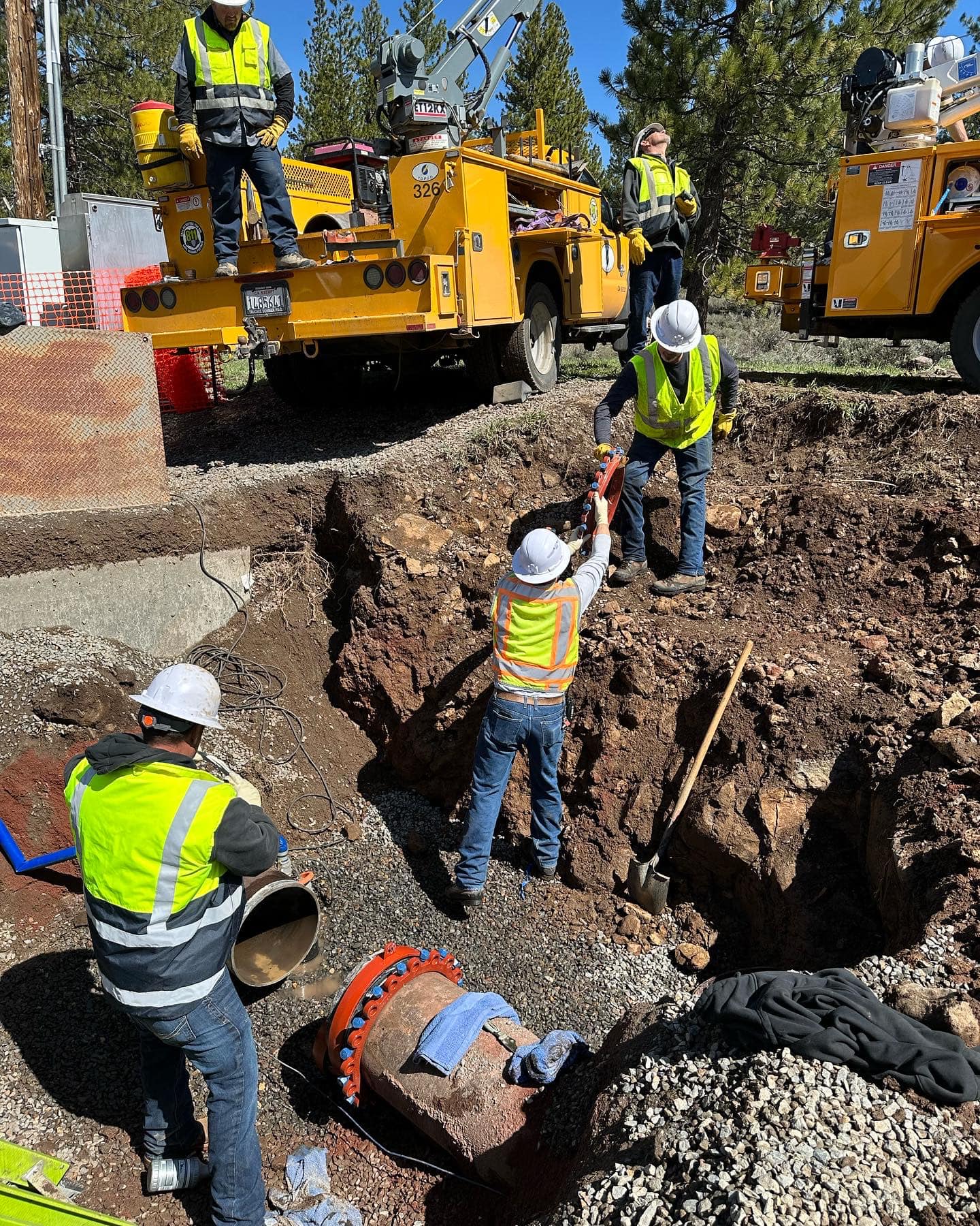 tdpud water crew installing a master meter