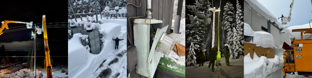 A selection of photos of TDPUD's electric crew out in the field during winter 2022-23